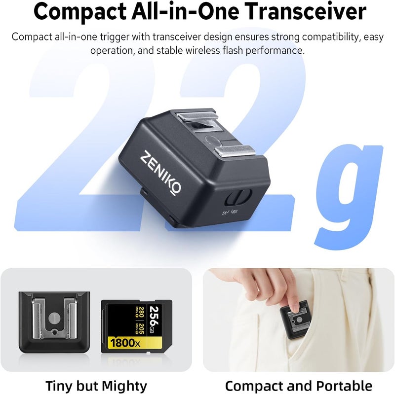 ZENIKO T1 2.4G Wireless Mini Flash Trigger for Canon Nikon Sony DSLR Cameras Wireless Flash Trigger Transmitter and Receiver for Camera Flashes，Tiny Trigger,Full Light Control - Image 4